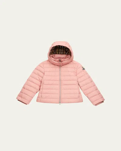 Burberry Kids' Girl's Cecilia Hooded Down Jacket In Pink