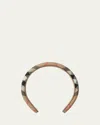 Burberry Kids Beige Check Nylon Headband In Brown