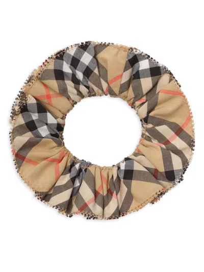 Burberry Kids' Girl's Check Cotton Scrunchie In Brown