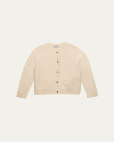 Burberry Kids' Girl's Check-patch Wool Cashmere Cardigan In White