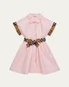Burberry Kids Check Trim Shirt Dress In Pink