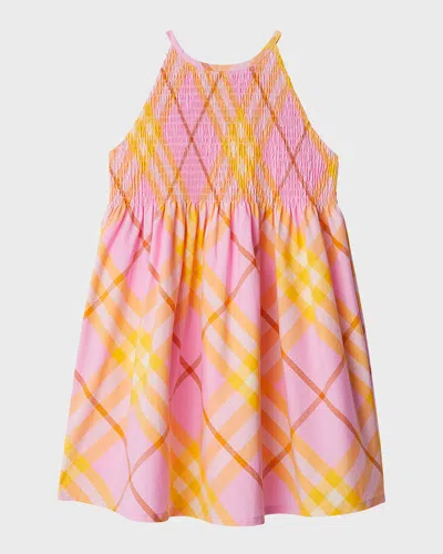 Burberry Kids' Girl's Elsie Check-print Halter Dress In Pink