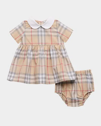 Burberry Kids' Girl's Geraldine Cotton Poplin Check Dress & Bloomers