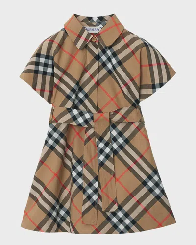 BURBERRY GIRL'S GIULETTA CHECK-PRINT SHIRT DRESS