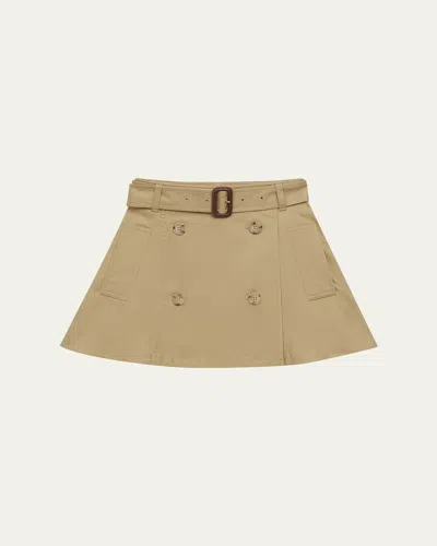 Burberry Kids' Girl's Katey Cotton Trench Skirt In Sand