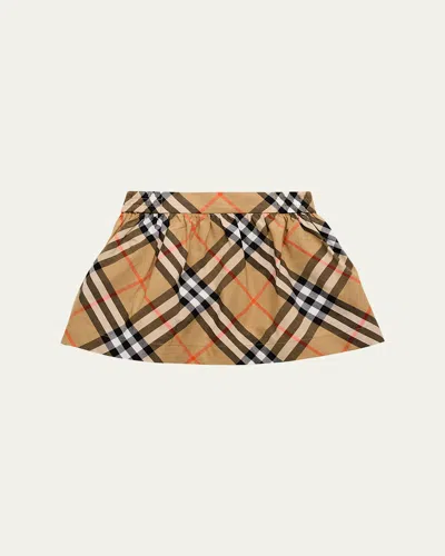 Burberry Kids' Girl's Kelsey Check-print Skirt In Brown
