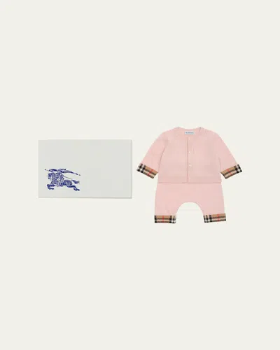 Burberry Kids' Girl's Larimer Cashmere Cardigan & Jogging Pants Set In Neutral