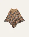 Burberry Girl's Lette Wool-blend Check Cape In Brown