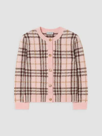 Burberry Girl's Little Girl's & Girl's Check Wool-cashmere Cardigan In Bow Pink Check