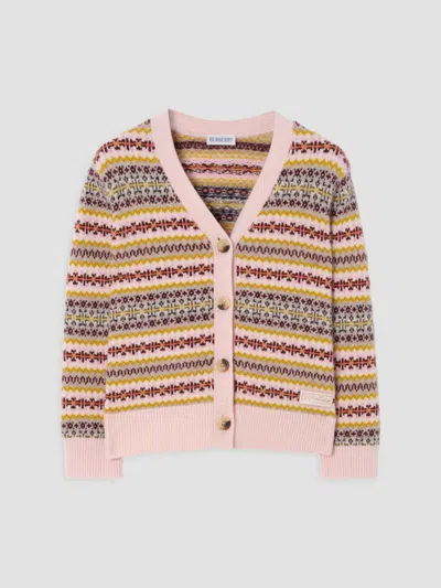 Burberry Girl's Little Girl's & Girl's Fair Isle Wool-cashmere Cardigan In Sorbet Pink Mustard