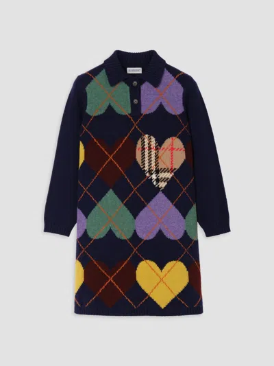 Burberry Girl's Little Girl's & Girl's Heart Argyle Wool Sweater Dress In Bugle Blue