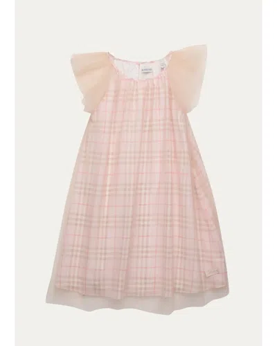 Burberry Kids' Girl's Loretta Silk Check Dress In Pink