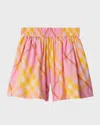 Burberry Kids Marcy Check Cotton Shorts In Carnation Pink Check