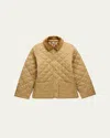 Burberry Girl's Milo Corduroy-collar Quilted Jacket In Gold