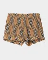 Burberry Girl's Remy Smocked Check Shorts In Sand Ip Check
