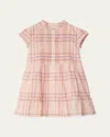 Burberry Girl's Rose Check Smocked Poplin Cap-sleeve Dress