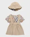 Burberry Girl's Sofia Check-print Three-piece Set In Pale Stone