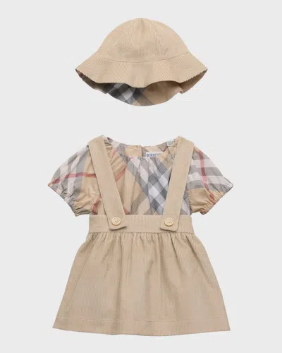 Burberry Kids' Girl's Sofia Check-print Three-piece Set In Brown