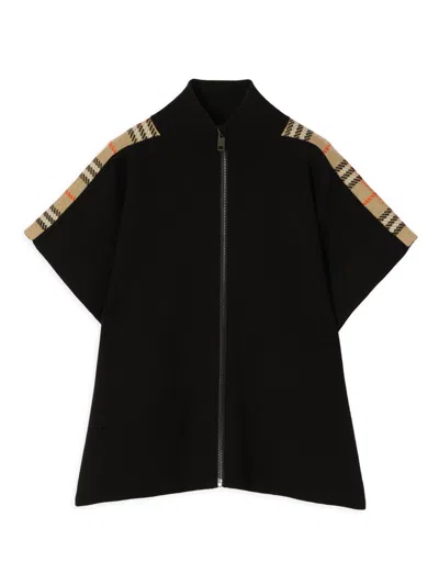 Burberry Girl's Wool-blend Zip Cape In Black