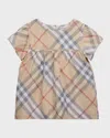 Burberry Girl's Zoey Check-print Blouse In Neutral