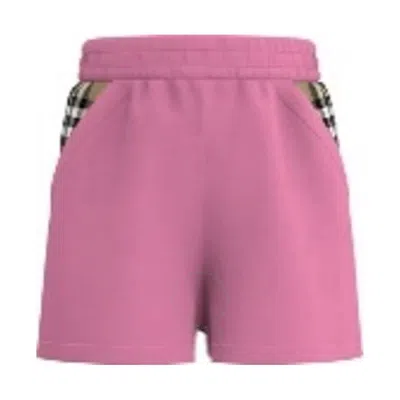 Burberry Kids'  Girls Aimee Bicolor Check-print Shorts In Pink