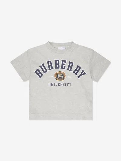 Burberry Kids' Logo棉质针织t恤 In Grey