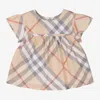 BURBERRY GIRLS BEIGE CHECK COTTON BLOUSE
