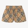 BURBERRY BABY GIRLS BEIGE CHECK COTTON SHORTS