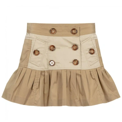 Burberry Kids' Girls Beige Cotton Twill Skirt