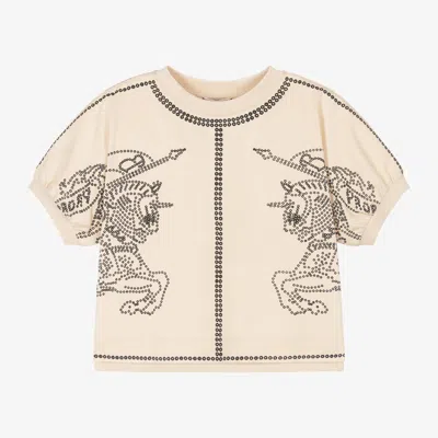 Burberry Kids' Girls Beige Ekd Organic Cotton T-shirt