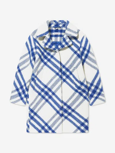 Burberry Kids' Girls Bias Check Wool Coat In White ModeSens
