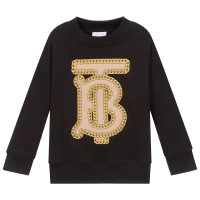 Burberry Babies' Girls Black & Gold Logo Sweatshirt