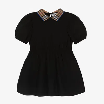 BURBERRY GIRLS BLACK COTTON POLO DRESS