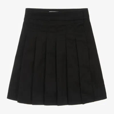 Burberry Babies' Girls Black Twill Ekd Pleated Skirt