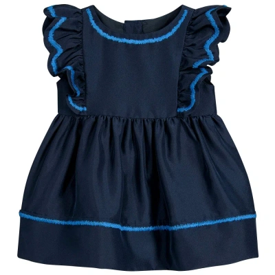 Burberry Babies' Girls Blue Silk Dress Set