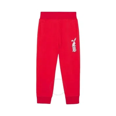 Burberry Kids'  Girls Bright Red Jersey Cotton Rabbit Joggers