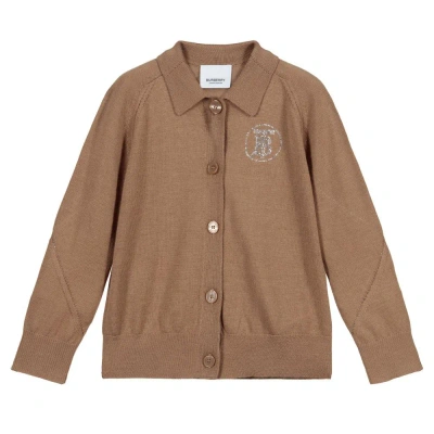 Burberry Kids' Girls Brown Wool Cardigan