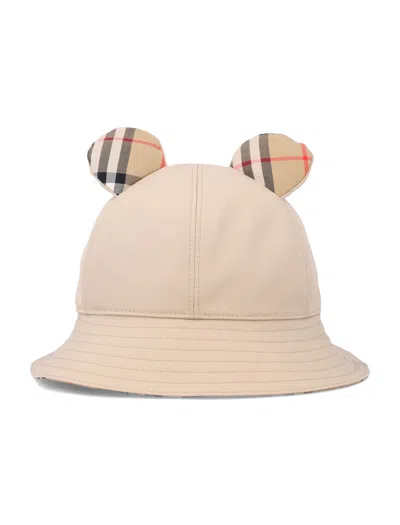 Burberry Girls' Bucket Hat With Iconic Design And Appliqués In Honey