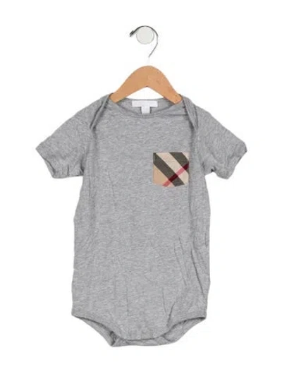 Pre-owned Burberry Babies' Girls' Casual Short Sleeve Romper In Gray