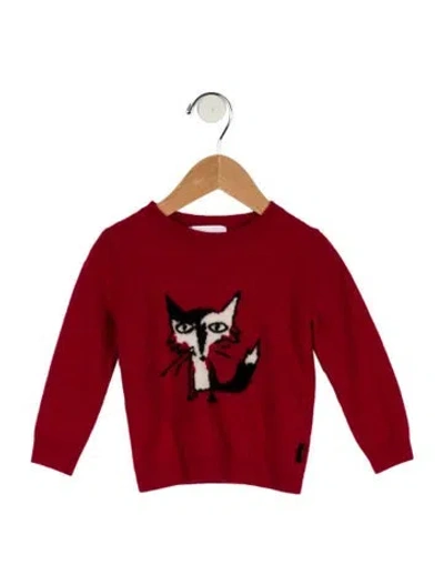 Pre-owned Burberry Babies' Girls' Cat Graphic Sweater In Red