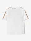 Burberry Girls Cedar Check Tape T-shirt In White