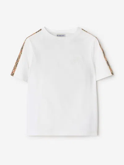 Burberry Babies'  Girls Cedar Check Tape T-shirt In White