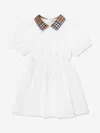 Burberry Girls Check Collar Alesea Dress In White