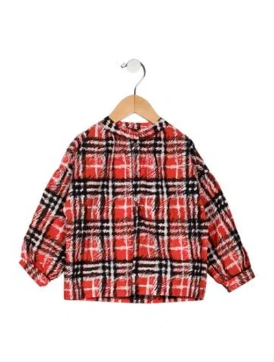 Pre-owned Burberry Babies' Girls' Check Long Sleeve Blouse In Multi
