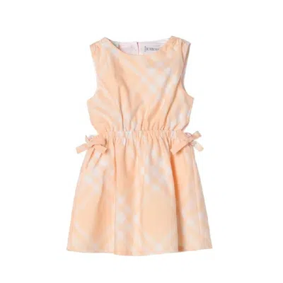 Burberry Girls Check Pattern Sleeveless Dress In Orange