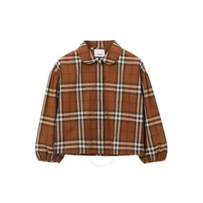 Burberry Girls Checked Cotton Shirt In Brown