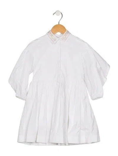 Pre-owned Burberry Babies' Girls' Collared Long Sleeve Dress In White