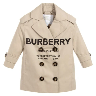 Burberry Kids' Girls Cotton Logo Trench Coat In Brown