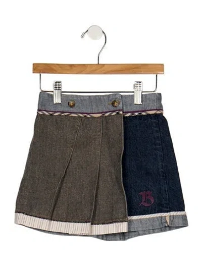 Pre-owned Burberry Babies' Girls' Denim Skirt In Blue