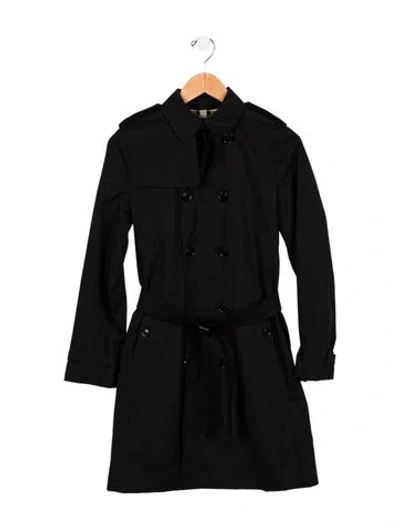 Pre-owned Burberry Kids' Girls' Double Breasted Trench Coat W/tags In Black